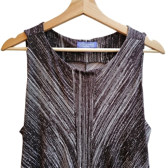 Vivienne Vivienne Tam Ruched Draped Dress in Brown and Cream, Size Large - Picture 3 of 8